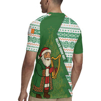 Ireland Christmas Rugby Jersey with Celtic Harp Santa and Green Holiday Pattern - Wonder Print Shop
