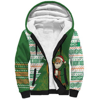 Ireland Christmas Sherpa Hoodie with Celtic Harp Santa and Green Holiday Pattern - Wonder Print Shop