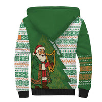 Ireland Christmas Sherpa Hoodie with Celtic Harp Santa and Green Holiday Pattern - Wonder Print Shop
