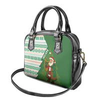 Ireland Christmas Shoulder Handbag with Celtic Harp Santa and Green Holiday Pattern - Wonder Print Shop