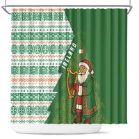 Ireland Christmas Shower Curtain with Celtic Harp Santa and Green Holiday Pattern - Wonder Print Shop