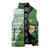 Ireland Christmas Sleeveless Puffer Jacket with Celtic Harp Santa and Green Holiday Pattern - Wonder Print Shop