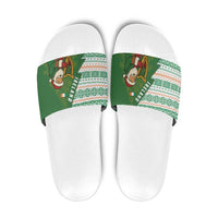 Ireland Christmas Slide Sandals with Celtic Harp Santa and Green Holiday Pattern - Wonder Print Shop