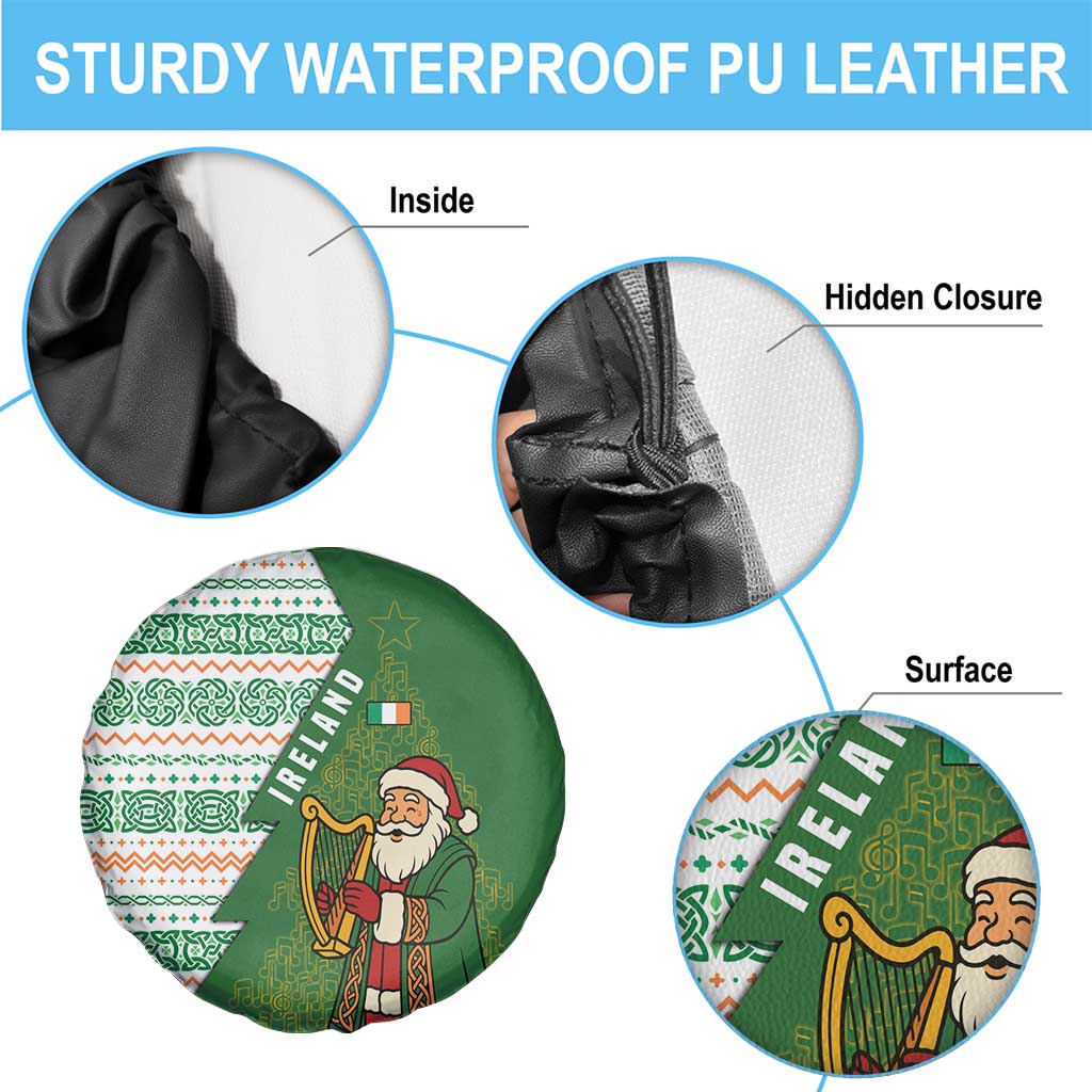 Ireland Christmas Spare Tire Cover with Celtic Harp Santa and Green Holiday Pattern - Wonder Print Shop