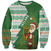 Ireland Christmas Sweatshirt with Celtic Harp Santa and Green Holiday Pattern - Wonder Print Shop