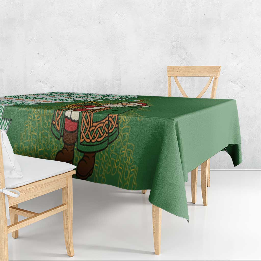 Ireland Christmas Tablecloth with Celtic Harp Santa and Green Holiday Pattern - Wonder Print Shop