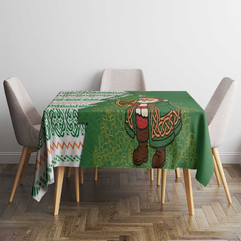 Ireland Christmas Tablecloth with Celtic Harp Santa and Green Holiday Pattern - Wonder Print Shop
