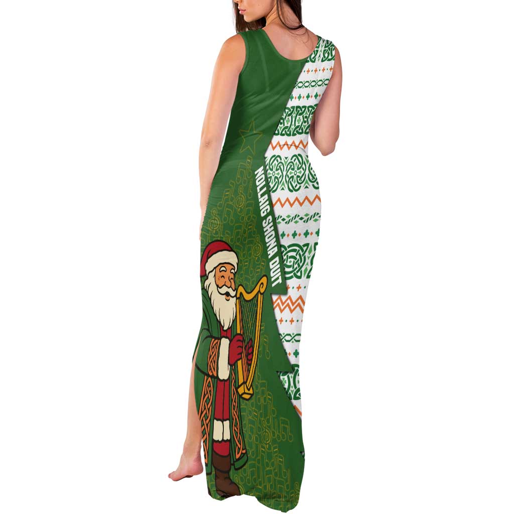 Ireland Christmas Tank Maxi Dress with Celtic Harp Santa and Green Holiday Pattern - Wonder Print Shop
