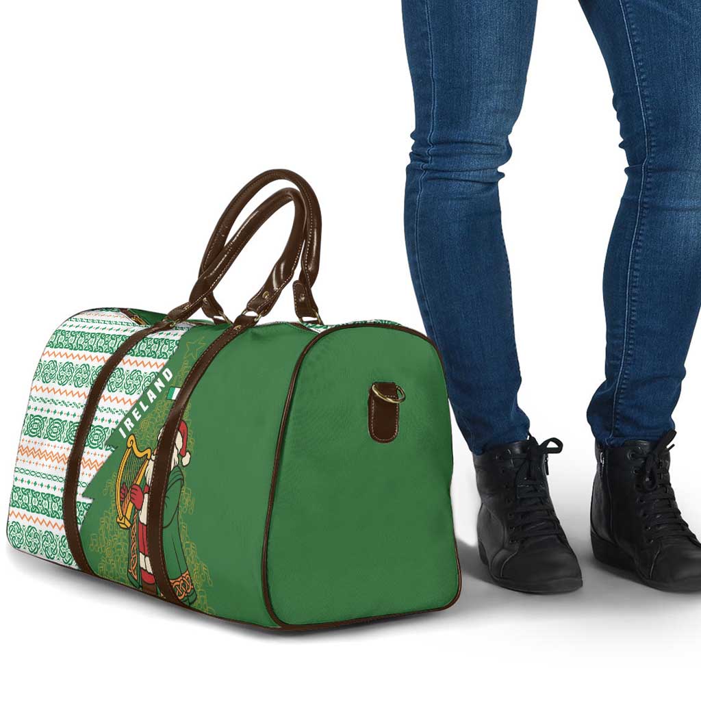 Ireland Christmas Travel Bag with Celtic Harp Santa and Green Holiday Pattern - Wonder Print Shop