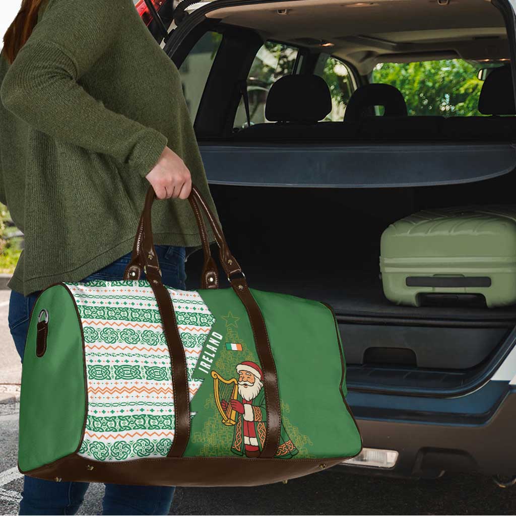 Ireland Christmas Travel Bag with Celtic Harp Santa and Green Holiday Pattern - Wonder Print Shop