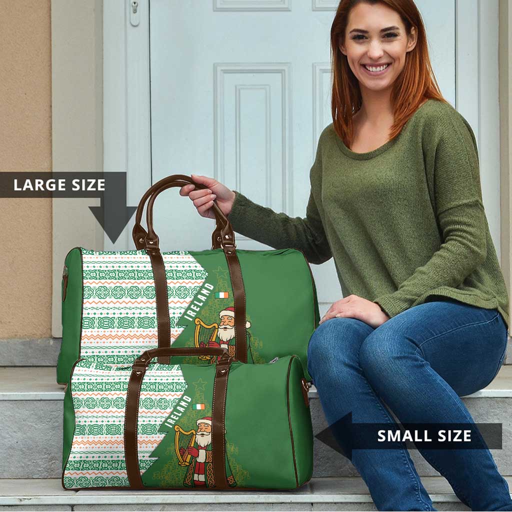 Ireland Christmas Travel Bag with Celtic Harp Santa and Green Holiday Pattern - Wonder Print Shop