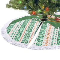 Ireland Christmas Tree Skirt with Celtic Harp Santa and Green Holiday Pattern - Wonder Print Shop
