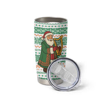 Ireland Christmas Tumbler Cup with Celtic Harp Santa and Green Holiday Pattern - Wonder Print Shop