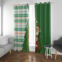 Ireland Christmas Window Curtain with Celtic Harp Santa and Green Holiday Pattern - Wonder Print Shop