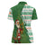 Ireland Christmas Women Polo Shirt with Celtic Harp Santa and Green Holiday Pattern - Wonder Print Shop