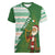 Ireland Christmas Women V-Neck T-Shirt with Celtic Harp Santa and Green Holiday Pattern - Wonder Print Shop