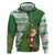 Ireland Christmas Zip Hoodie with Celtic Harp Santa and Green Holiday Pattern - Wonder Print Shop