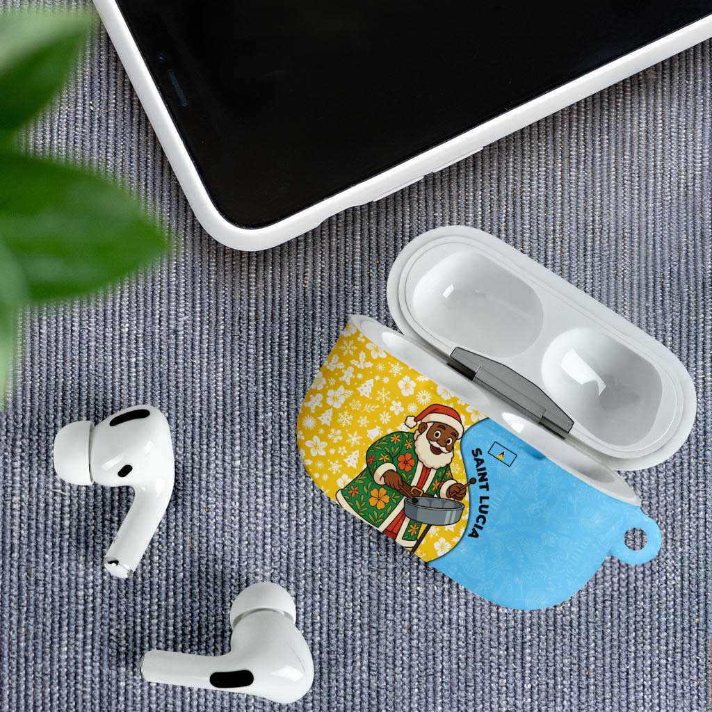 Saint Lucia Christmas AirPods Case with Steelpan Santa Floral Pattern and Flag - Wonder Print Shop