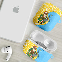 Saint Lucia Christmas AirPods Case with Steelpan Santa Floral Pattern and Flag - Wonder Print Shop
