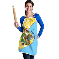 Saint Lucia Christmas Apron with Steelpan Santa Floral Pattern and Flag - Wonder Print Shop