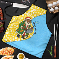 Saint Lucia Christmas Apron with Steelpan Santa Floral Pattern and Flag - Wonder Print Shop