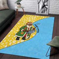 Saint Lucia Christmas Area Rug with Steelpan Santa Floral Pattern and Flag - Wonder Print Shop