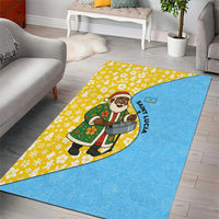 Saint Lucia Christmas Area Rug with Steelpan Santa Floral Pattern and Flag - Wonder Print Shop