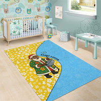 Saint Lucia Christmas Area Rug with Steelpan Santa Floral Pattern and Flag - Wonder Print Shop