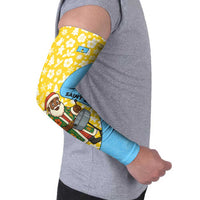 Saint Lucia Christmas Arm Sleeves with Steelpan Santa Floral Pattern and Flag - Wonder Print Shop