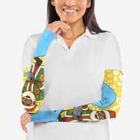 Saint Lucia Christmas Arm Sleeves with Steelpan Santa Floral Pattern and Flag - Wonder Print Shop