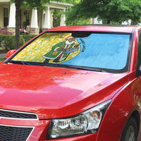 Saint Lucia Christmas Auto Sun Shade with Steelpan Santa Floral Pattern and Flag - Wonder Print Shop