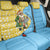 Saint Lucia Christmas Back Car Seat Cover with Steelpan Santa Floral Pattern and Flag - Wonder Print Shop