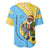 Saint Lucia Christmas Baseball Jersey with Steelpan Santa Floral Pattern and Flag - Wonder Print Shop