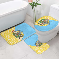 Saint Lucia Christmas Bathroom Set with Steelpan Santa Floral Pattern and Flag - Wonder Print Shop