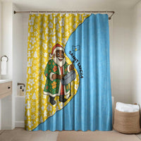 Saint Lucia Christmas Bathroom Set with Steelpan Santa Floral Pattern and Flag - Wonder Print Shop