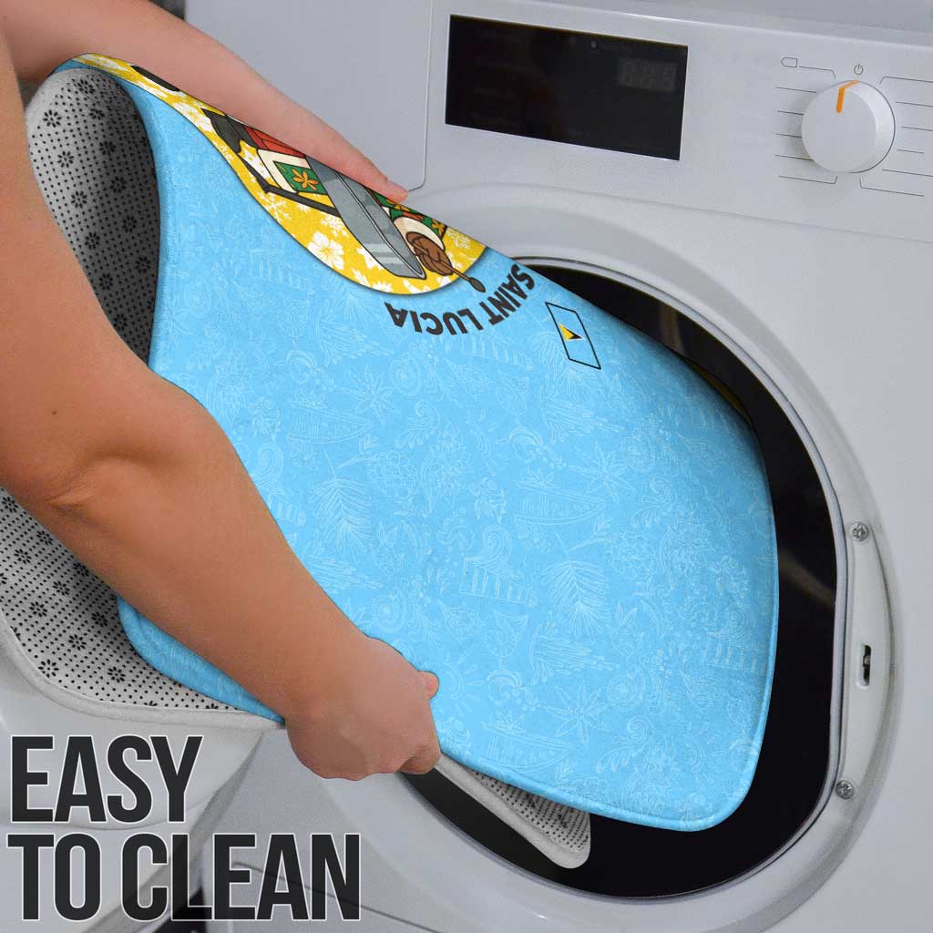 Saint Lucia Christmas Bathroom Set with Steelpan Santa Floral Pattern and Flag - Wonder Print Shop