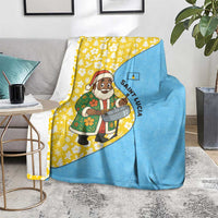 Saint Lucia Christmas Blanket with Steelpan Santa Floral Pattern and Flag - Wonder Print Shop