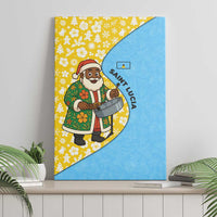 Saint Lucia Christmas Canvas Wall Art with Steelpan Santa Floral Pattern and Flag - Wonder Print Shop