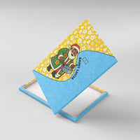 Saint Lucia Christmas Canvas Wall Art with Steelpan Santa Floral Pattern and Flag - Wonder Print Shop