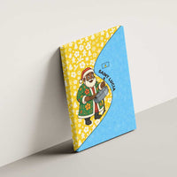 Saint Lucia Christmas Canvas Wall Art with Steelpan Santa Floral Pattern and Flag - Wonder Print Shop