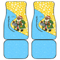 Saint Lucia Christmas Car Mats with Steelpan Santa Floral Pattern and Flag - Wonder Print Shop