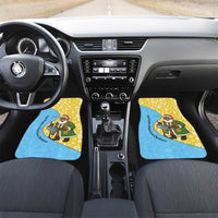 Saint Lucia Christmas Car Mats with Steelpan Santa Floral Pattern and Flag - Wonder Print Shop