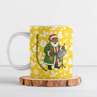 Saint Lucia Christmas Ceramic Mug with Steelpan Santa Floral Pattern and Flag - Wonder Print Shop