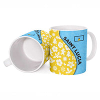 Saint Lucia Christmas Ceramic Mug with Steelpan Santa Floral Pattern and Flag - Wonder Print Shop