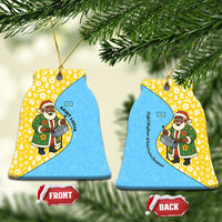 Saint Lucia Christmas Ceramic Ornament with Steelpan Santa Floral Pattern and Flag - Wonder Print Shop