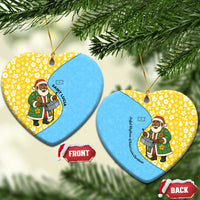 Saint Lucia Christmas Ceramic Ornament with Steelpan Santa Floral Pattern and Flag - Wonder Print Shop