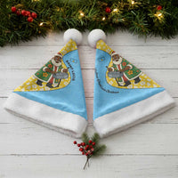 Saint Lucia Christmas Santa Hat with Steelpan Santa Floral Pattern and Flag - Wonder Print Shop