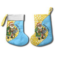 Saint Lucia Christmas Stocking with Steelpan Santa Floral Pattern and Flag - Wonder Print Shop