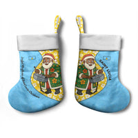 Saint Lucia Christmas Stocking with Steelpan Santa Floral Pattern and Flag - Wonder Print Shop
