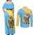 Saint Lucia Christmas Couples Matching Off Shoulder Maxi Dress and Long Sleeve Button Shirt with Steelpan Santa Floral Pattern and Flag - Wonder Print Shop
